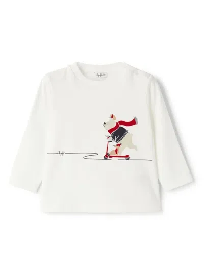 Il Gufo Babies' Printed Cotton T-shirt In White