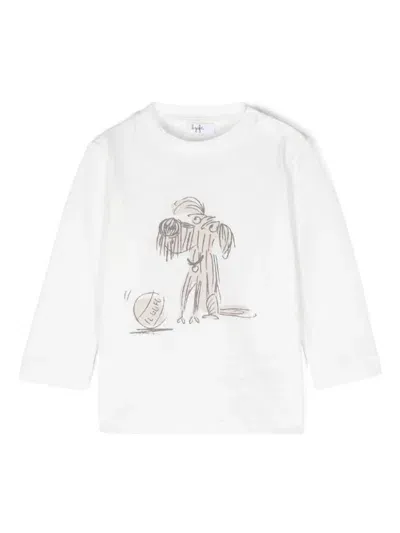 Il Gufo Babies' Printed Cotton T-shirt In White