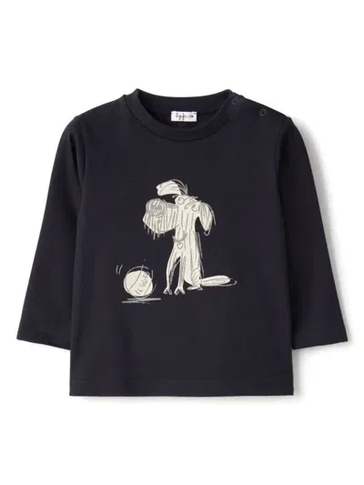 Il Gufo Babies' Printed Jersey T-shirt In Black