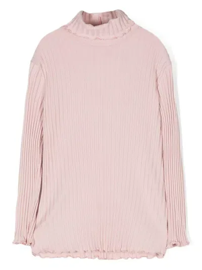 Il Gufo Kids' Ribbed T-shirt In Pink