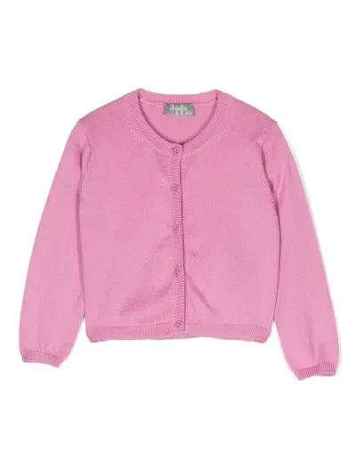 Il Gufo Babies' Round-neck Button-down Cardigan In Rosa