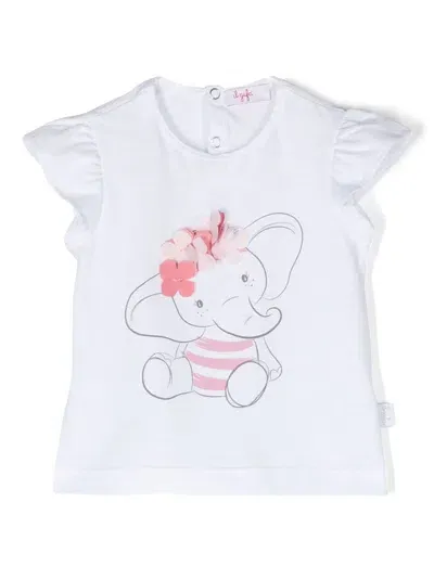 Il Gufo Babies' Ruffle-detail Cotton T-shirt In Weiss