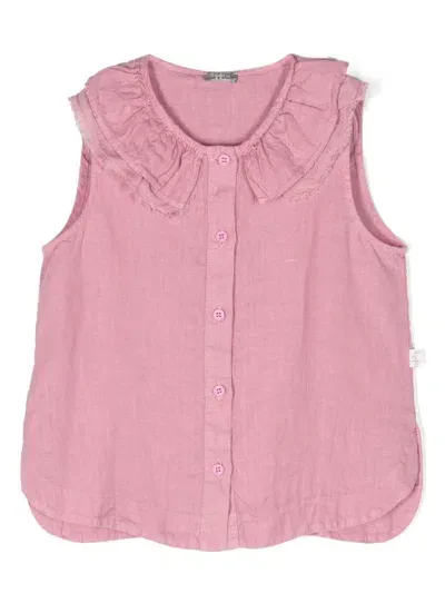 Il Gufo Kids' Ruffle-trim Sleeveless Blouse In Rosa