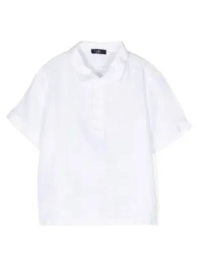 Il Gufo Babies' Short-sleeve Linen Polo Shirt In White