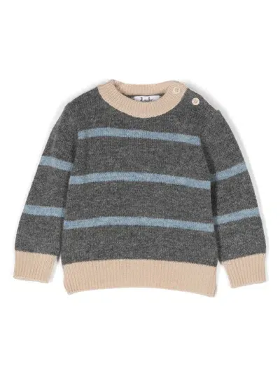 Il Gufo Babies' Striped Sweater In Grey