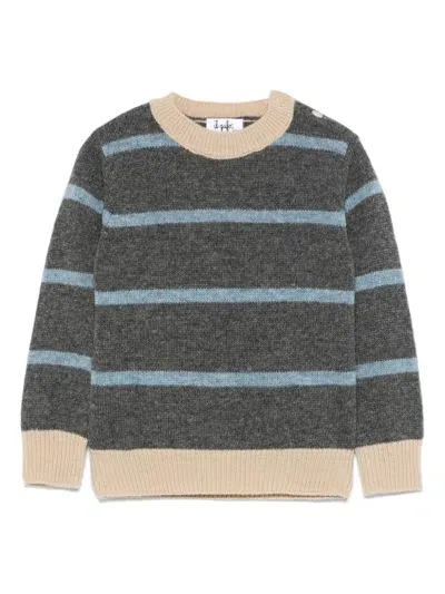 Il Gufo Babies' Striped Sweater In Grey