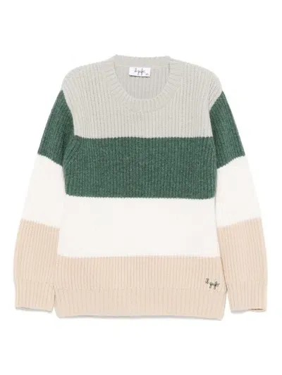 Il Gufo Kids' Striped Sweater In Neutrals