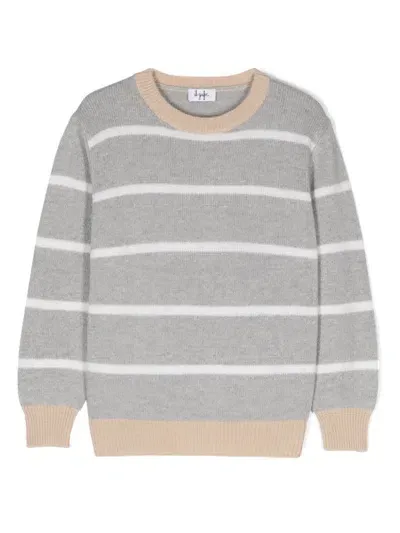 Il Gufo Kids' Striped Wool Sweater In Grey