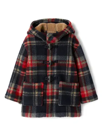 Il Gufo Kids' Tartan-check Print Duffle Coat In Blue