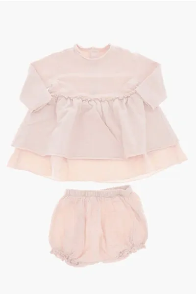 Il Gufo Teddy & Minou Sweat Dress With Shorts In Pink