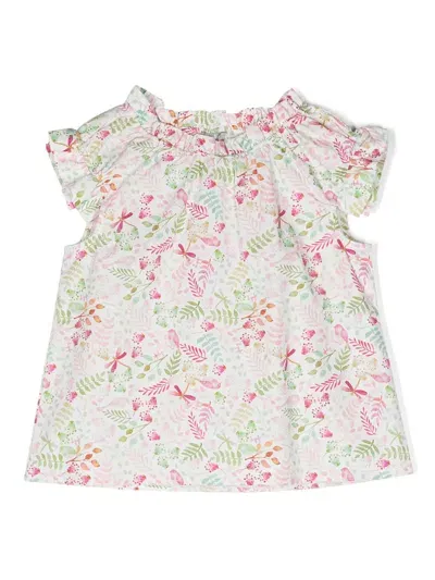 Il Gufo Kids' Floral-print Poplin Blouse In White