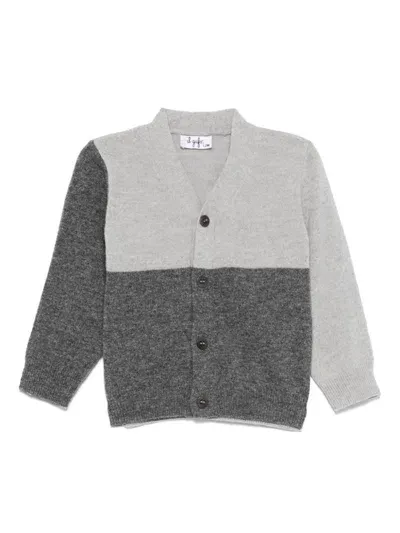 Il Gufo Babies' Two-tone Cardigan In Grey