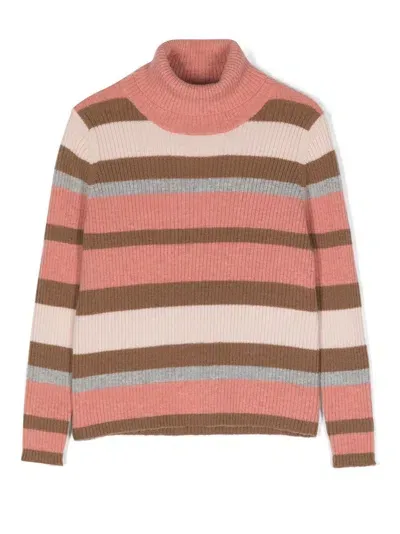 Il Gufo Virgin Wool Striped Jumper In Rosa