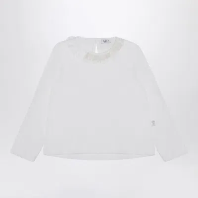 Il Gufo Kids' White Jersey With Ruffle Collar