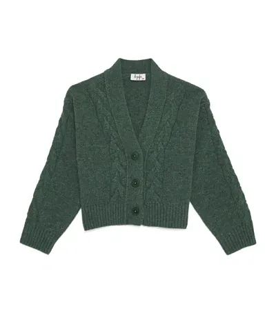 Il Gufo Kids' Wool Cable-knit Cardigan In Green