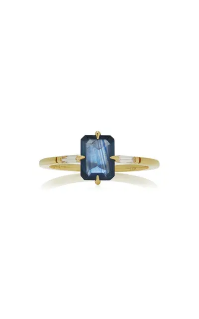 Ila Cerulean 14k Yellow Gold Sapphire; Diamond Ring In Blue