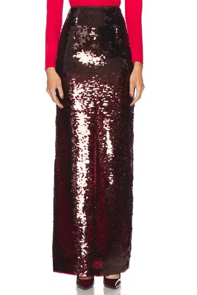 Ila Gigi Long Skirt In Burgundy Sequin