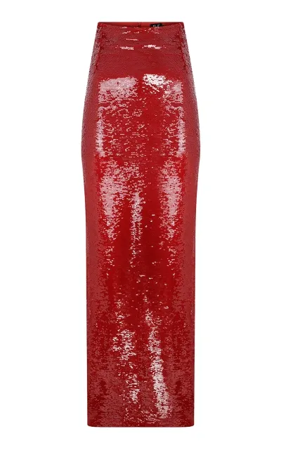 Ila Gigi Sequined Maxi Column Skirt In Red