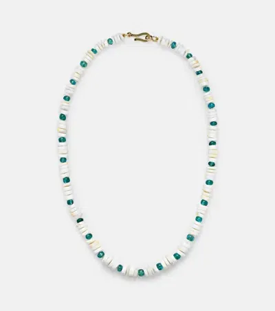 Ileana Makri 9kt Gold Beaded Necklace With Opal And Apatite In White