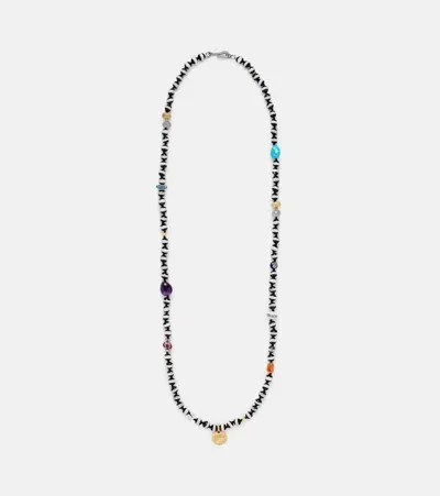 Ileana Makri Globetrotter Beaded Necklace With Agate And Diamonds In Black