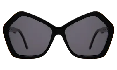 Illesteva Barbra Geometric Acetate Sunglasses In Black / Grey