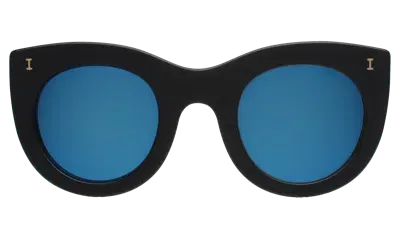 Illesteva Boca Ii Sunglasses In Black / Blue Mirror