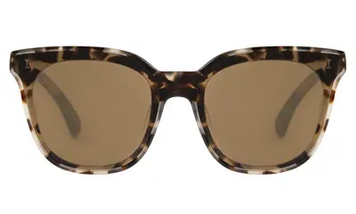 Illesteva Camille 64 Sunglasses In White Tortoise / Brown Flat