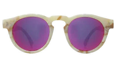 Illesteva Leonard (classic Flex Hinge) Sunglasses In Savannah Cream Marble/havana / Pink Mirror