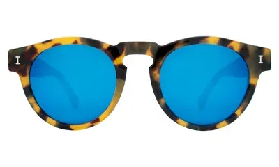 Illesteva Leonard Sunglasses In Tortoise / Blue Mirror