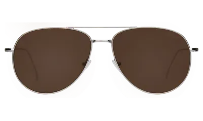 Illesteva Linate Sunglasses In Silver / Mocha Flat Mirror