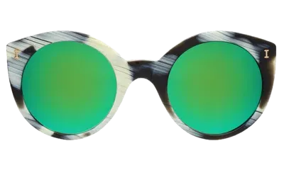 Illesteva Palm Beach Sunglasses In Horn / Green Mirror