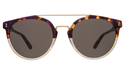 Illesteva Puglia Sunglasses In H/h Rum Raisin Bone/gold / Grey Flat