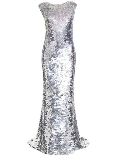 Ilta Jasmine Embellished Gown Dress In Grey