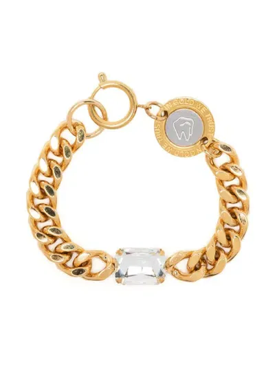 In Gold We Trust Paris 18kt Gold-plated Crystal-embellished Bracelet