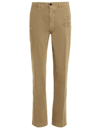 Incotex Red Printed Pants In Beige