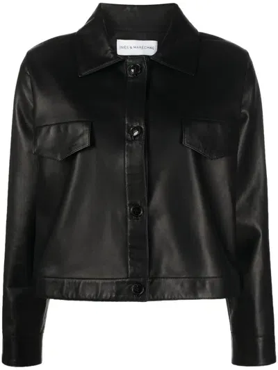 Inès & Maréchal Cropped Leather Jacket In Black