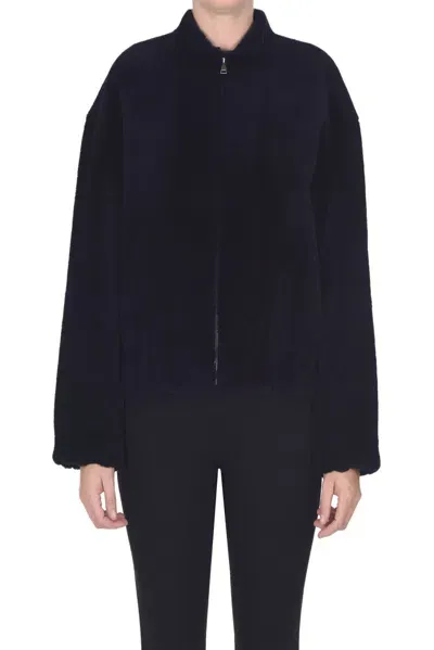 Inès & Maréchal Londres Shearling Jacket In Navy Blue