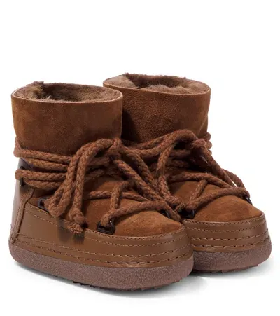 Inuikii Kids' Classic Leather And Suede Snow Boots In Brown