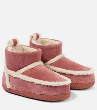 Inuikii Classic Shearling-trimmed Suede Snow Boots In Pink