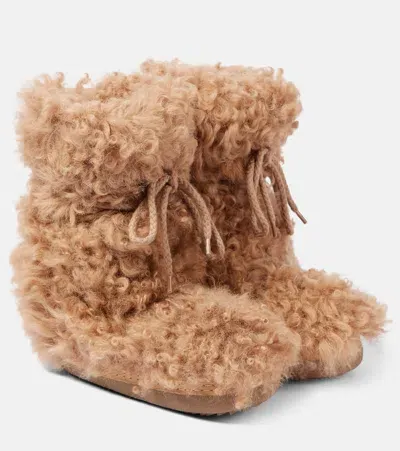 Inuikii Long Curly High Shearling Snow Boots In Brown