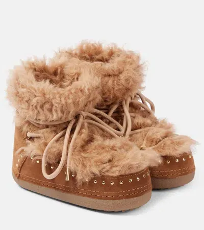 Inuikii Long Curly Shearling Boots In Brown