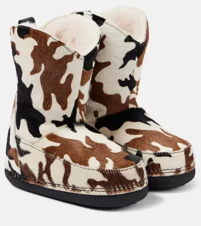 Inuikii Printed Shearling-lined Calf Hair Snow Boots In Brown