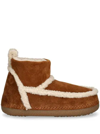 Inuikii Classic Low Shearling-trimmed Suede Snow Boots In Brown