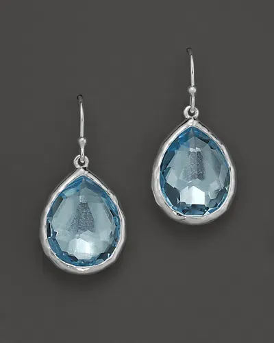 Ippolita Sterling Silver Rock Candy Teardrop Earrings In Blue Topaz