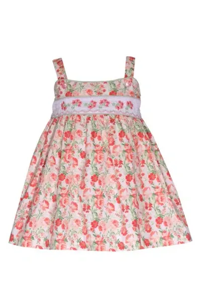 Iris & Ivy Babies' Floral Smocked Dress In Coral