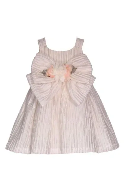 Iris & Ivy Kids' Bow Plissé Dress In Ivory