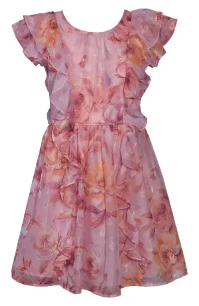 Iris & Ivy Kids' Foiled Chiffon Dress In Blush