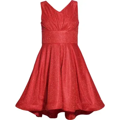 Iris & Ivy Kids' Metallic High-low Party Dress In Red Shimmer