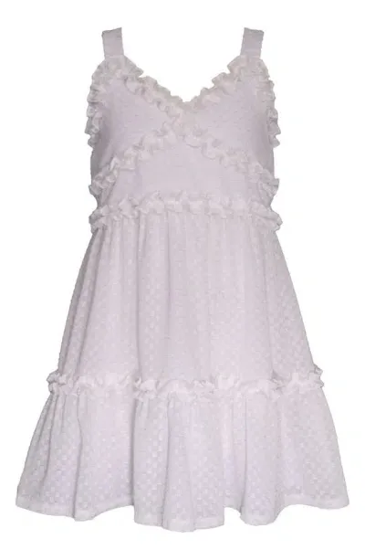 Iris & Ivy Kids' Metallic Tiered Ruffle Chiffon Dress In White