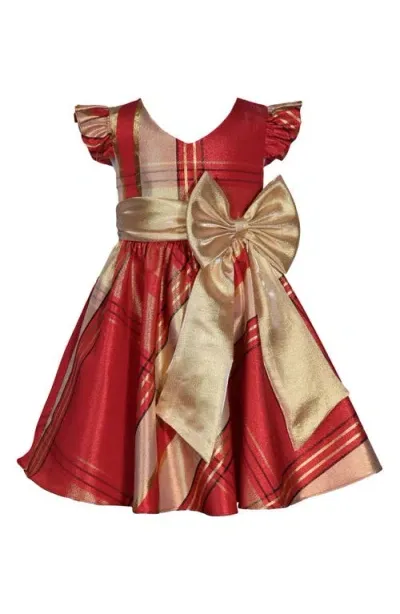 Iris & Ivy Kids' Plaid Taffeta Party Dress In Gold